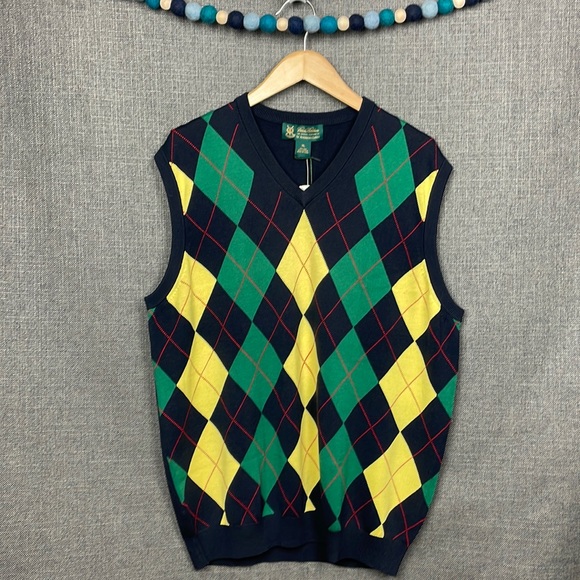 Brooks Brothers Other - NWT Brooks Brothers Argyle Silk/Cotton Blend Vest St. Andrews Links Navy Size XL